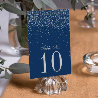 Navy Blue en Glam Silver Confetti Wedding Kaart