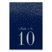 Navy Blue en Glam Silver Confetti Wedding Kaart (Achterkant)
