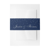 Navy Blue en Glam Silver Confetti Wedding Uitnodigingen Wikkel (Voorkant Voorbeeld)