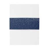 Navy Blue en Glam Silver Confetti Wedding Uitnodigingen Wikkel (Achterkant Voorbeeld)