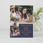 Navy Blue en Gold 5 Fotogradustrie Kaart (Staand voorkant)