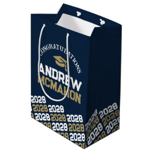 Navy Blue en Gold Afstuderen Class Jaar Medium Cadeauzakje