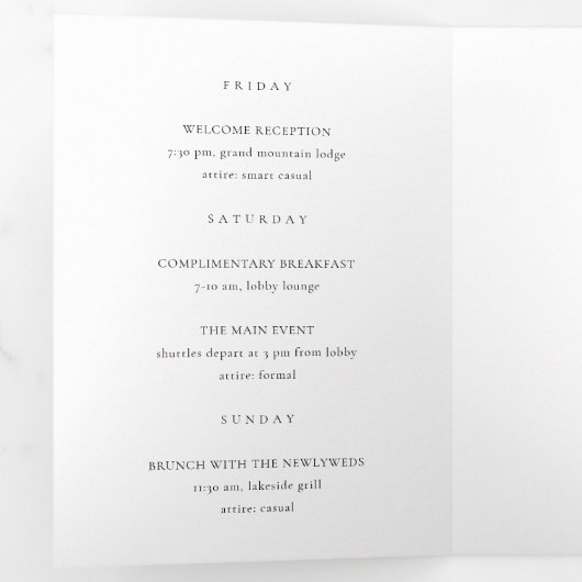 Navy Blue en Gold Agaat huwelijksprogramma Drieluik Programma (Binnenzijde eerst)