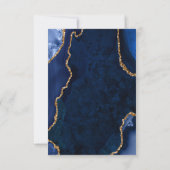 Navy Blue en Gold Agate Wedding Meal Choice RSVP Kaartje (Achterkant)
