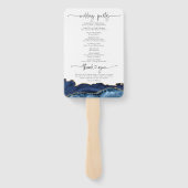 Navy Blue en Gold Agate Wedding Program Hand Fan Handwaaier (Achterkant)