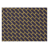 Navy Blue en Gold Brick Pattern Tafelkleed (Voorkant (Horizontaal))