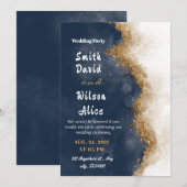 Navy Blue en Gold bruiloft uitnodiging (Voorkant / Achterkant)