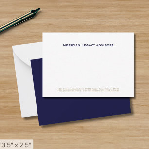 Navy Blue en Gold Business Note Kaart Notitiekaartje