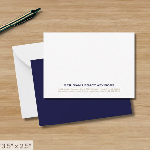 Navy Blue en Gold Business Note Kaart Notitiekaartje