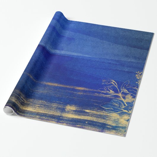 Navy Blue en Gold Cadeaupapier (Uitgerold)