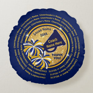 Navy Blue en Gold, Cheer Coach Gift Ideas, Cheer Rond Kussen