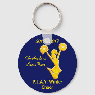 Navy Blue en Gold Cheer Sleutelhangers met Jouw te