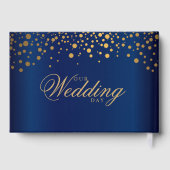 Navy Blue en Gold Confetti Stippen Gastenboek (Achterkant)