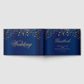 Navy Blue en Gold Confetti Stippen Gastenboek (Volledig)