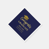 Navy Blue en Gold Congrats Afstuderen Afstuderen Servet (Hoek)