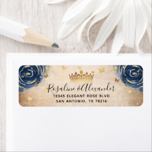 Navy Blue en Gold Crown Retouradres Etiket