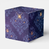 Navy Blue en Gold  Damask Bedankdoosjes (Achterkant)
