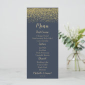 Navy Blue en Gold Diamond Wedding Menu (Staand voorkant)