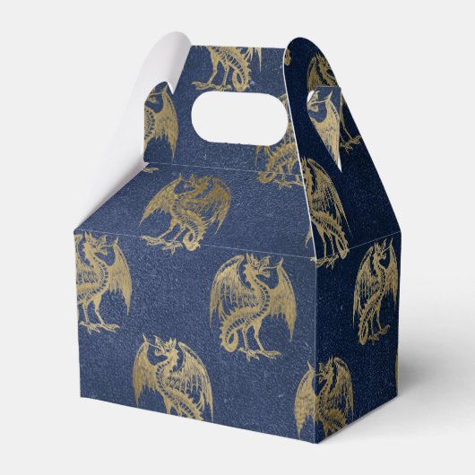Navy Blue en Gold  Dragon Pattern Bedankdoosjes (Achterkant)