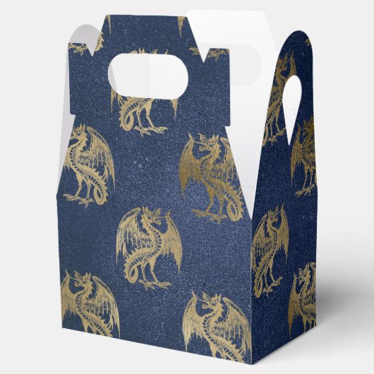 Navy Blue en Gold  Dragon Pattern Bedankdoosjes (Geopend)