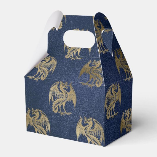 Navy Blue en Gold  Dragon Pattern Bedankdoosjes (Voorkant Zijde)