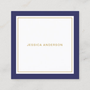 Navy Blue en Gold Elegant Feminine Vierkante Visitekaartje