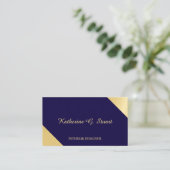 Navy Blue en Gold Elegant Geometric Visitekaartje (Staand voorkant)