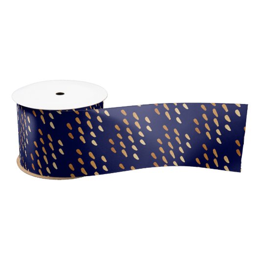 Navy Blue en Gold Faux Foil Confetti Ribbon Lint (Spoel)