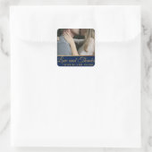 Navy Blue en Gold Foil | Aangepaste foto bedankt Vierkante Sticker (Tas)