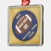 Navy Blue en Gold, Football Ornament Personalized (Links)