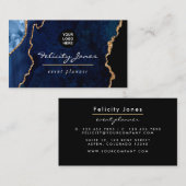 Navy Blue en Gold Geode Agate Stone Visitekaartje (Voorkant / Achterkant)