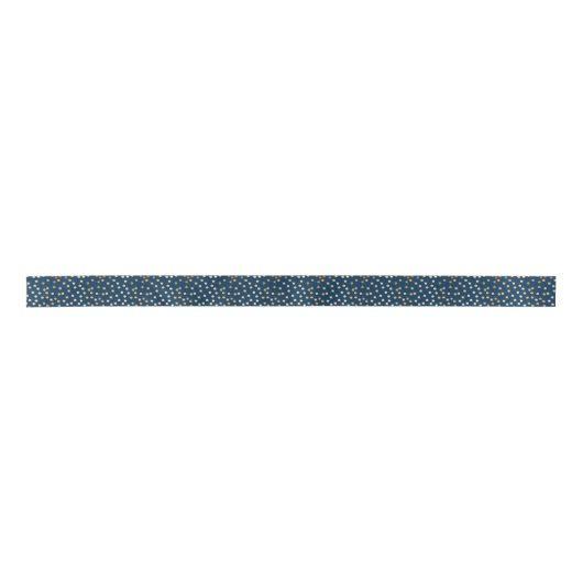 Navy Blue en Gold Glitter Dot Ribbon Lint (Voorkant)