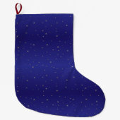 Navy Blue en Gold Glitter Stars Kerstmis Grote Kerstsok (Voorkant)
