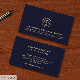 Navy Blue en Gold Legal Visitekaartje