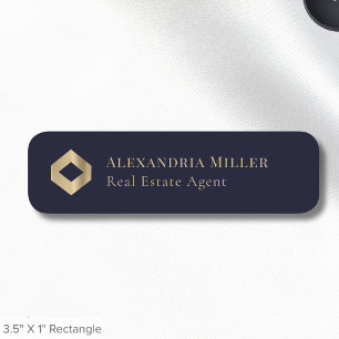 Navy Blue en Gold Logo Naamplaatje