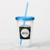 Navy Blue en Gold Marble Modern Stylish Acryl Drinkbeker (Achterkant)