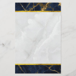 Navy Blue en Gold Marble Modern Stylish Briefpapier