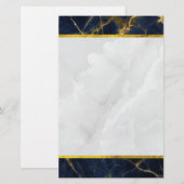 Navy Blue en Gold Marble Modern Stylish Briefpapier (Voorkant / Achterkant)