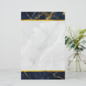 Navy Blue en Gold Marble Modern Stylish Briefpapier (Staand voorkant)