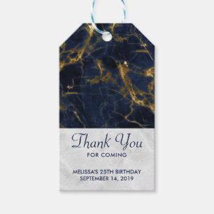 Navy Blue en Gold Marble Modern Stylish Cadeaulabel