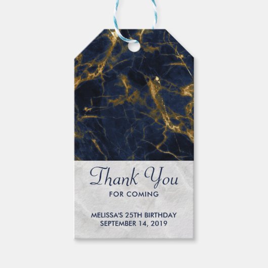 Navy Blue en Gold Marble Modern Stylish Cadeaulabel (Voorkant)