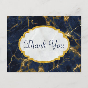 Navy Blue en Gold Marble Modern Stylish Hartelijk  Briefkaart
