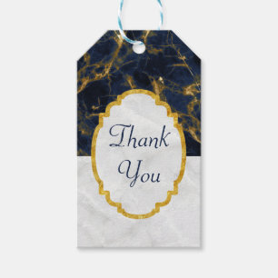 Navy Blue en Gold Marble Modern Stylish Hartelijk Cadeaulabel