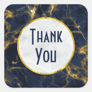 Navy Blue en Gold Marble Modern Stylish Hartelijk  Vierkante Sticker