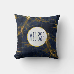 Navy Blue en Gold Marble Modern Stylish Kussen
