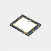 Navy Blue en Gold Marble Modern Stylish Monogram Post-it® Notes (Schuin)