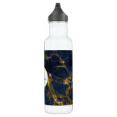 Navy Blue en Gold Marble Modern Stylish Waterfles (Rechts)