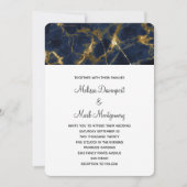 Navy Blue en Gold Marble Modern Stylish Wedding Kaart (Voorkant)