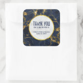 Navy Blue en Gold Marble Modern Stylish Wedding Vierkante Sticker (Tas)