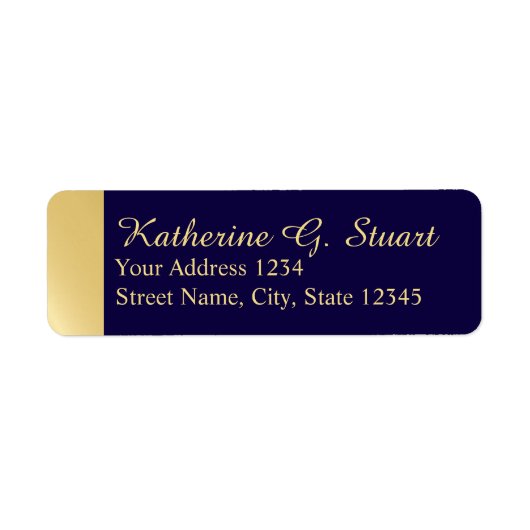 Navy Blue en Gold Modern Elegant Etiket (Voorkant)
